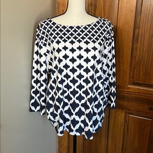 Elegant Blue and White Women's Top
